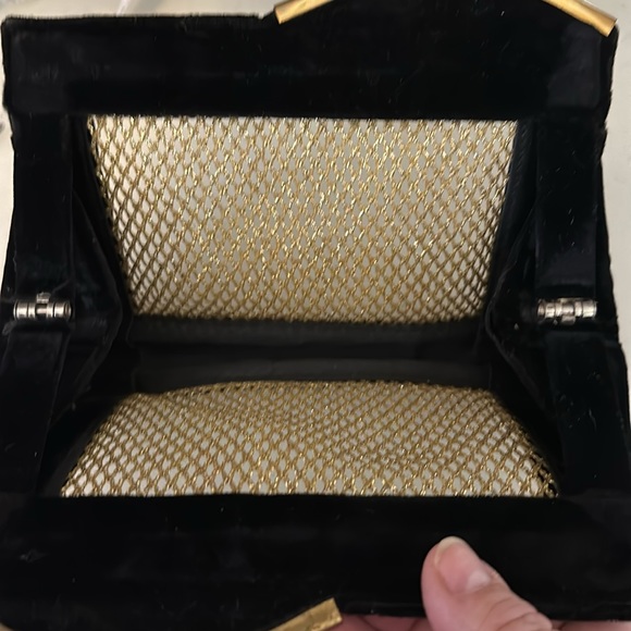 Velvet and mesh vintage clutch - Picture 3 of 4